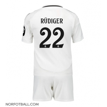 Billige Fotballdrakt Real Madrid Antonio Rudiger #22 Replika Hjemmedraktsett Barn 2024-25 Kortermet (med bukser)